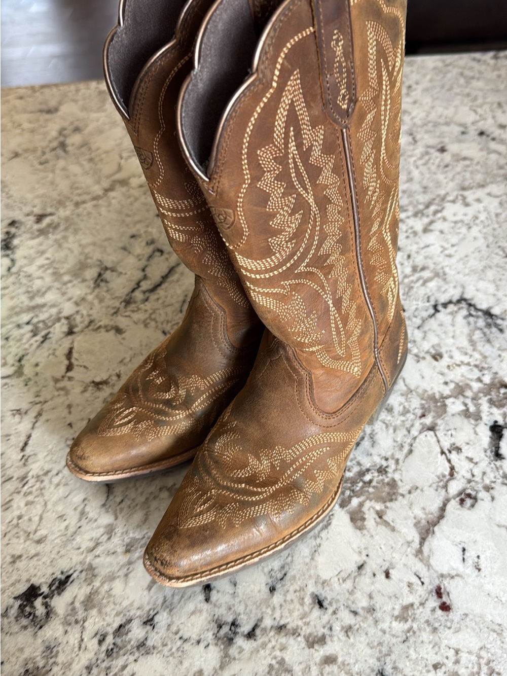 Ariat Brown Embroidered Kids Western Boots